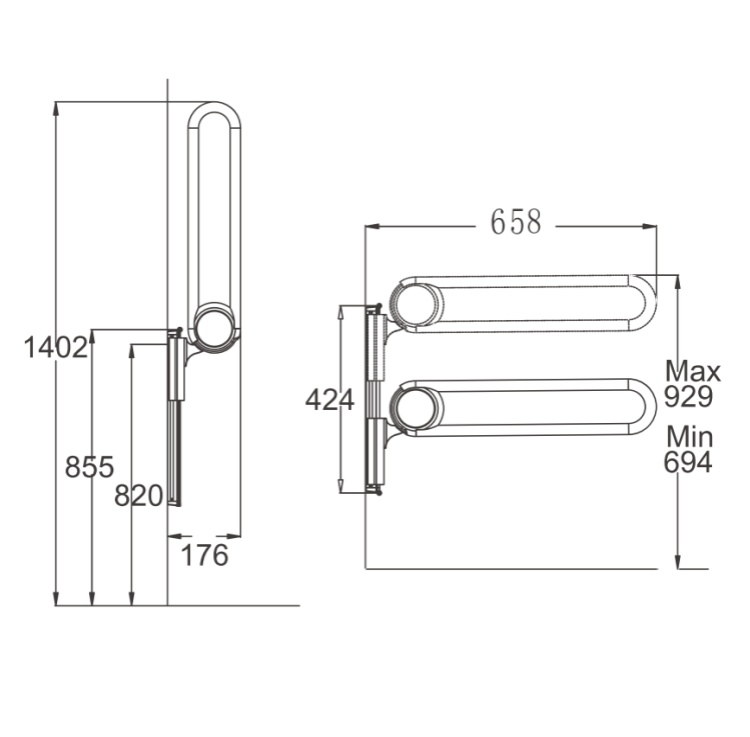 Height-adjustable U-shaped support arm AN8910006 Height-adjustable U-shaped support arm AN8910006