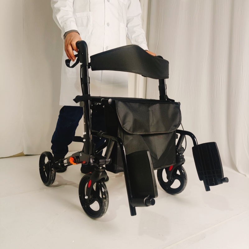 Lightweight Foldable Rollator Walker with Seat & Bag – Senior Mobility Aid | S-ROR-103
