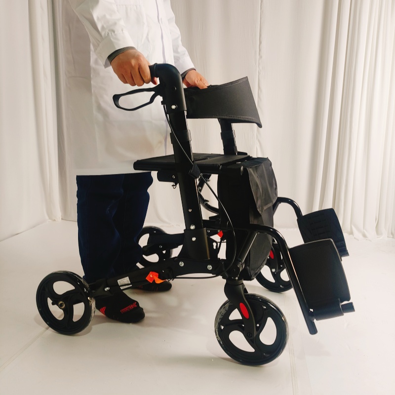 Lightweight Foldable Rollator Walker with Seat & Bag – Senior Mobility Aid | S-ROR-103